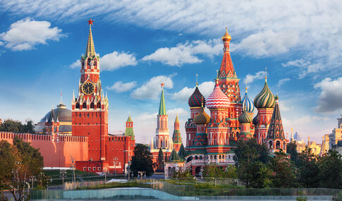 Kremlin and Saint Basil's Cathedral in Moscow, Russia.