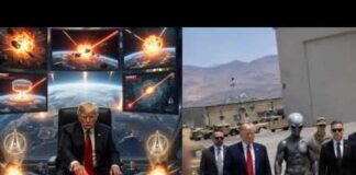 Trump Posts Cryptic Images of Walking with Alien, Pressing RED BUTTON Dropping Nukes from Space