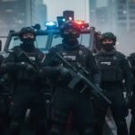 MANHUNT Frenzy After Deputy Killed… A SWAT team in tactical gear standing in front of an armored vehicle