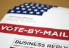 Vote-by-mail envelopes with American flag design