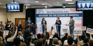 Candidates participating in a town hall meeting for the 2028 presidential race