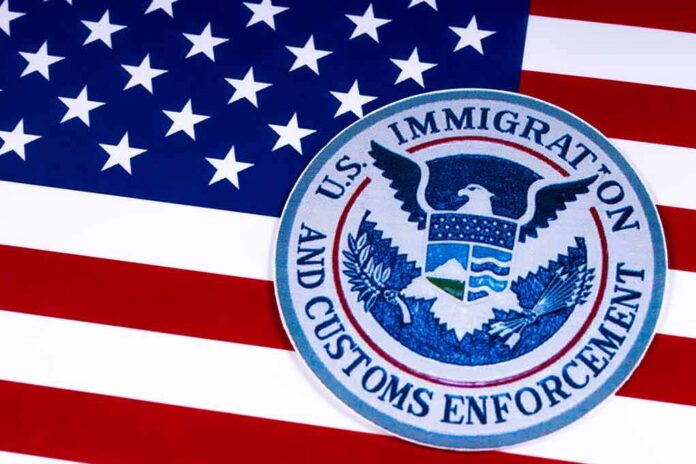 shutterstock_1055129183 U.S. flag with ICE emblem