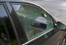 car with shattered side window