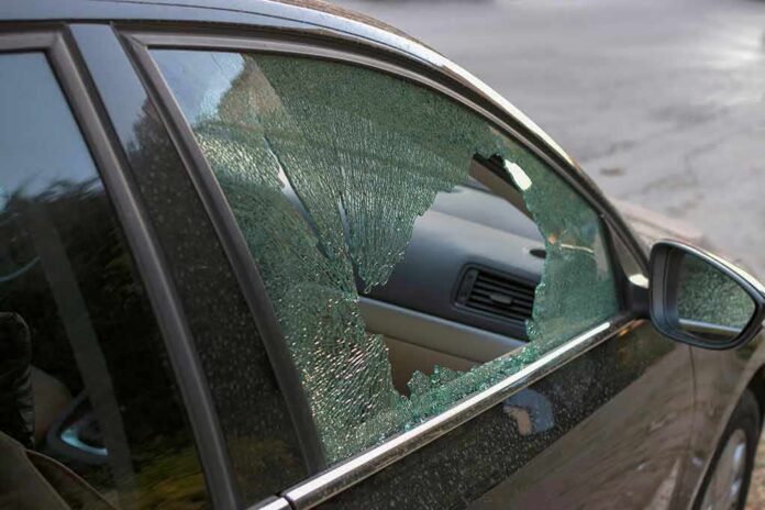 car with shattered side window