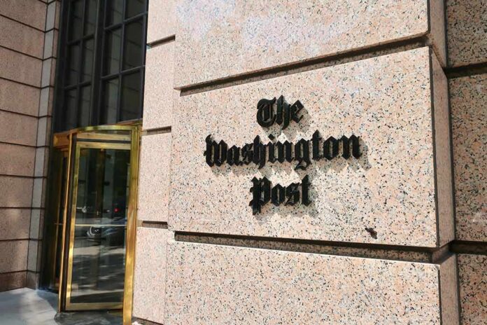 shutterstock_1407331421 The Washington Post building entrance with logo on stone wall