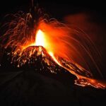 Ignored Warnings, Close Call On Etna Volcano erupting at night with glowing lava and ash plume