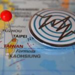 Internet Slows—Taipei Goes Battle-Mode Map of Taiwan with red pin and earthquake icon