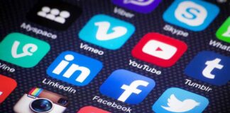 smartphone screen with social media app icons