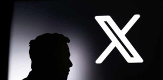 silhouette of a person beside a large X logo