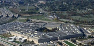 The Pentagon building complex seen from above