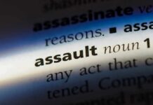 Dictionary entry highlighting the word assault