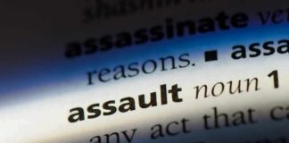 Dictionary entry highlighting the word assault