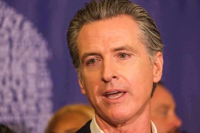 shutterstock_2368126829 Gavin Newsom speaking at an event
